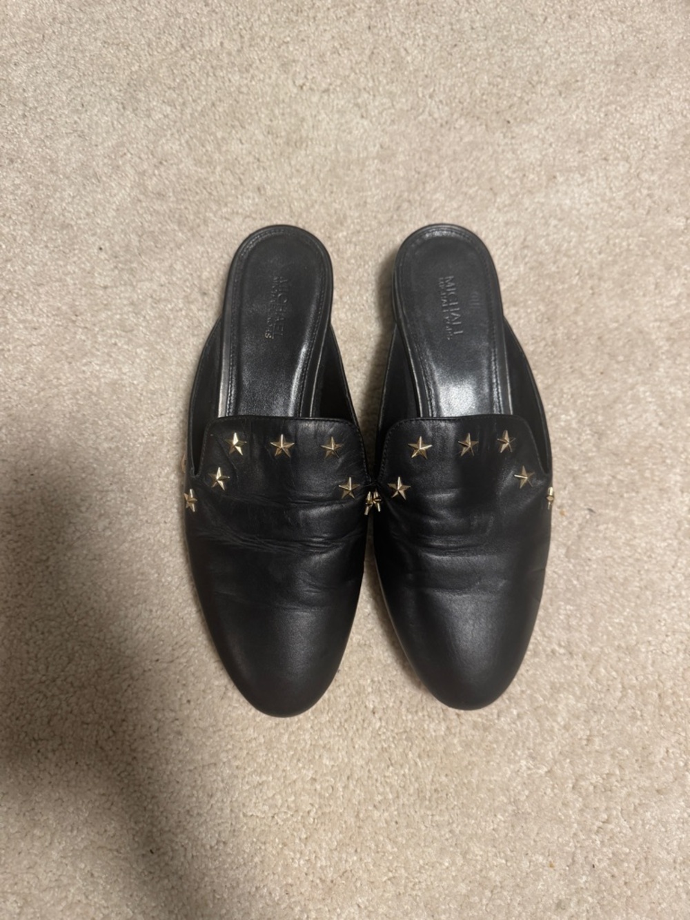 MICHAEL Michael Kors Natasha Black and Gold Star Mules